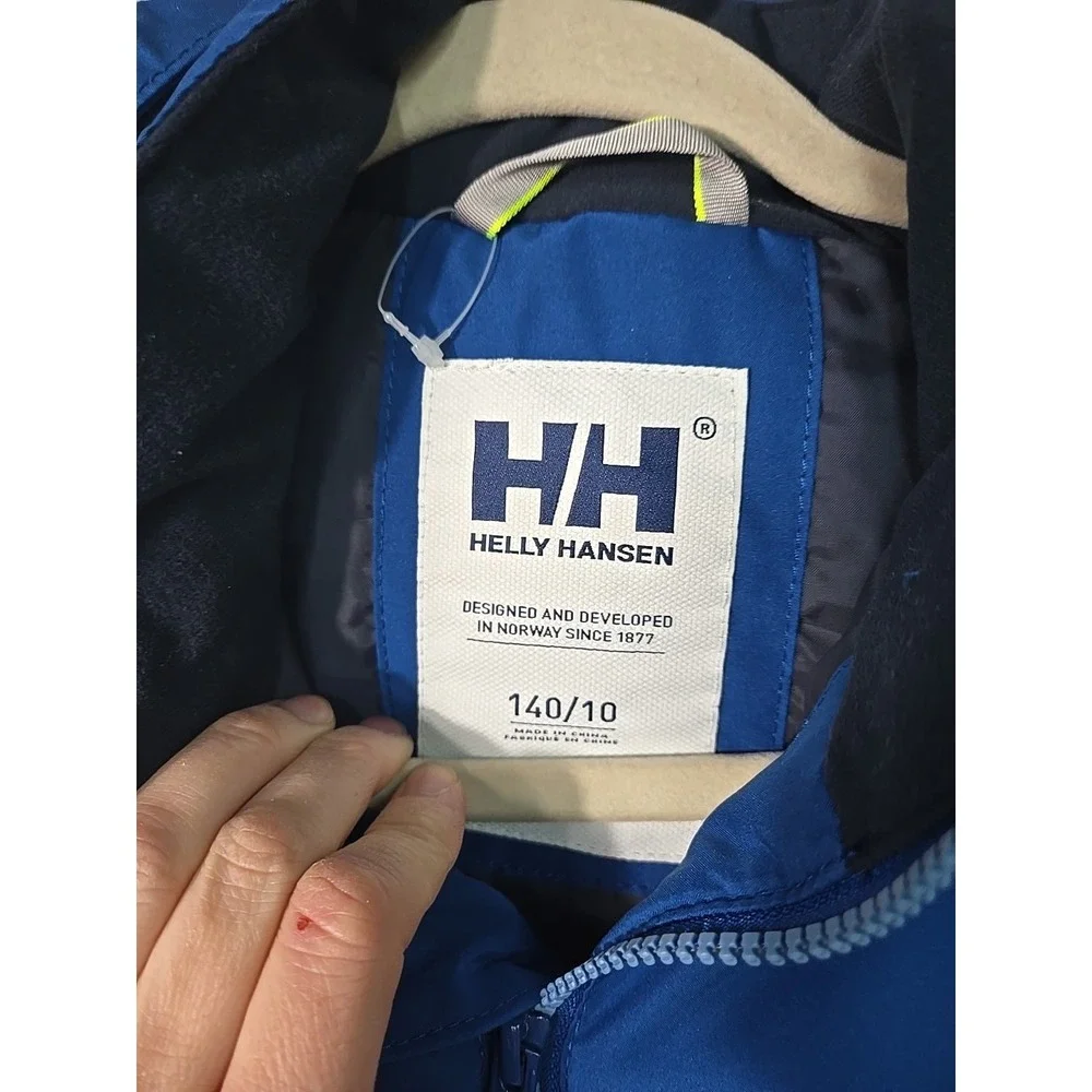 NWT Helly Hansen Girl's Size 140 / 10 Lisburn‎ Rain Coat Jacket Deep Fjord BLUE